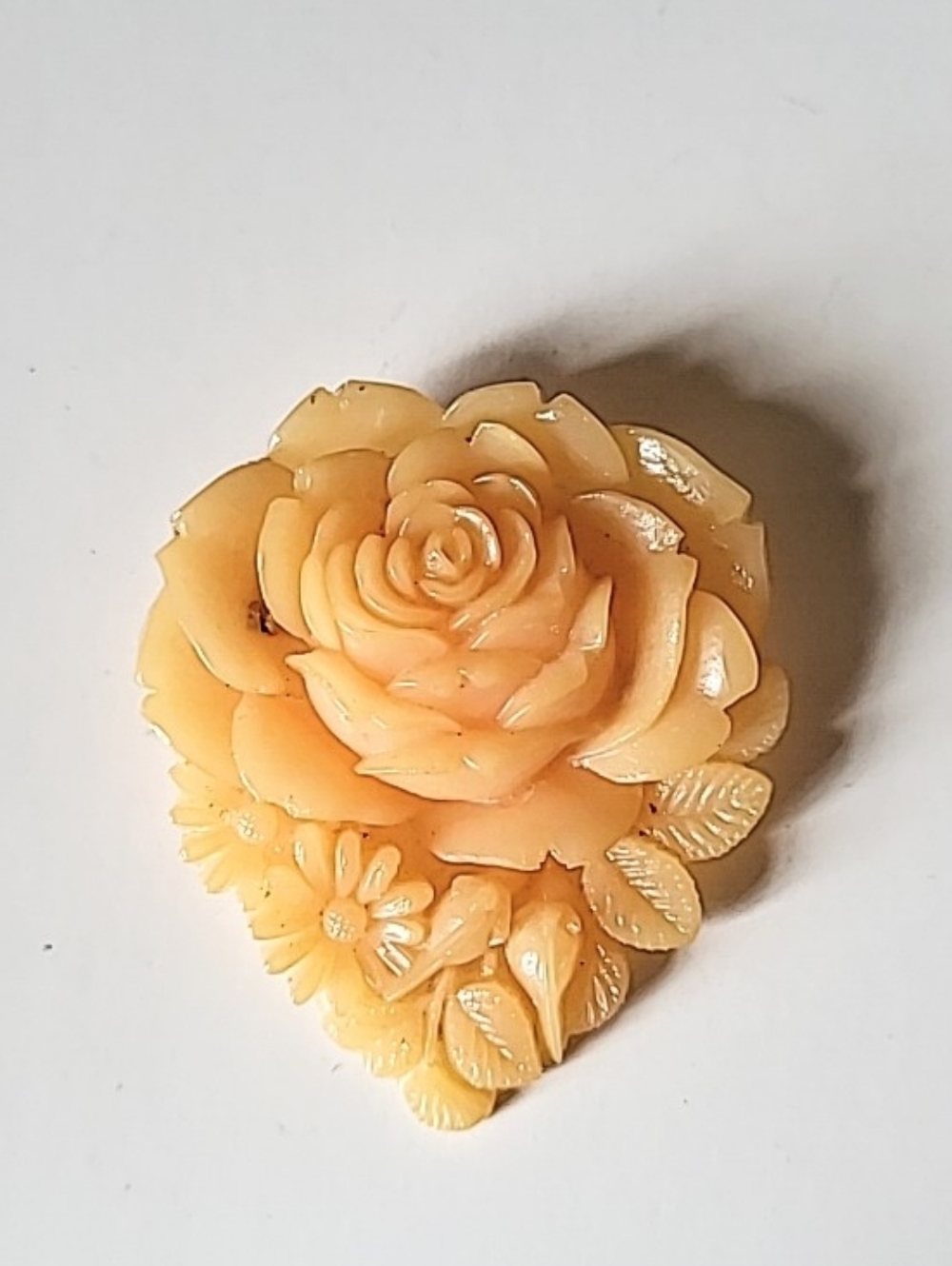 Vintage Celluloid JAPAN Floral Pin Brooch 1940s Peach Colored
